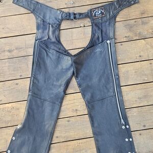 Black Leather Motorcycle Chaps